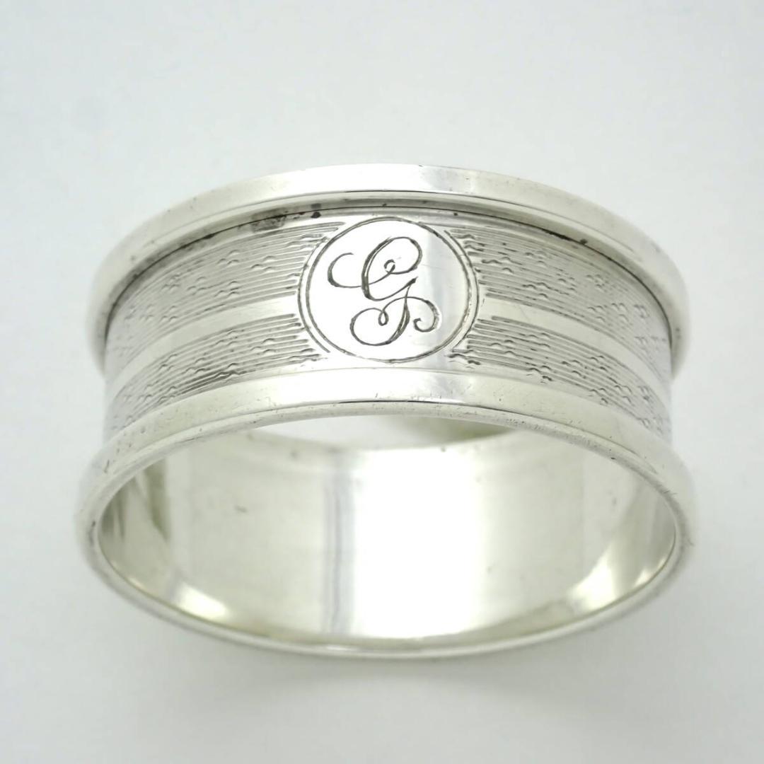 1902年 英国製 アンティーク 純銀製 スターリングシルバー ナプキンリング