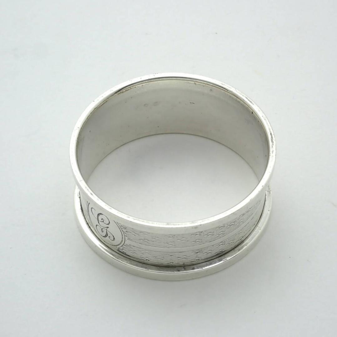 1902年 英国製 アンティーク 純銀製 スターリングシルバー ナプキンリング