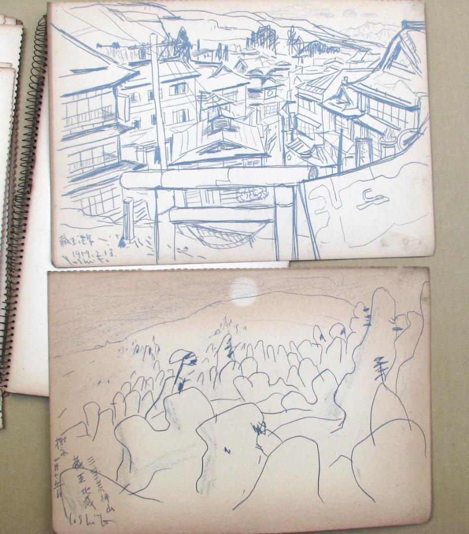 柴田善登「蔵王と沼尻」素描14枚,鉛筆,圧倒的な素描力と造詣に裏打ちされたセンス