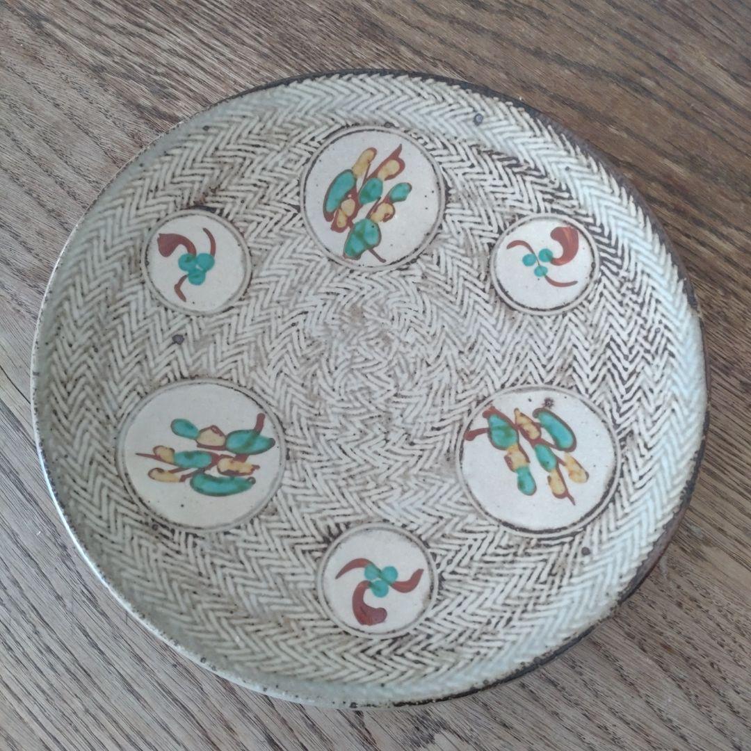 人間国宝　島岡達三　『象嵌赤繪草花文繪変組皿』　６枚組　共箱