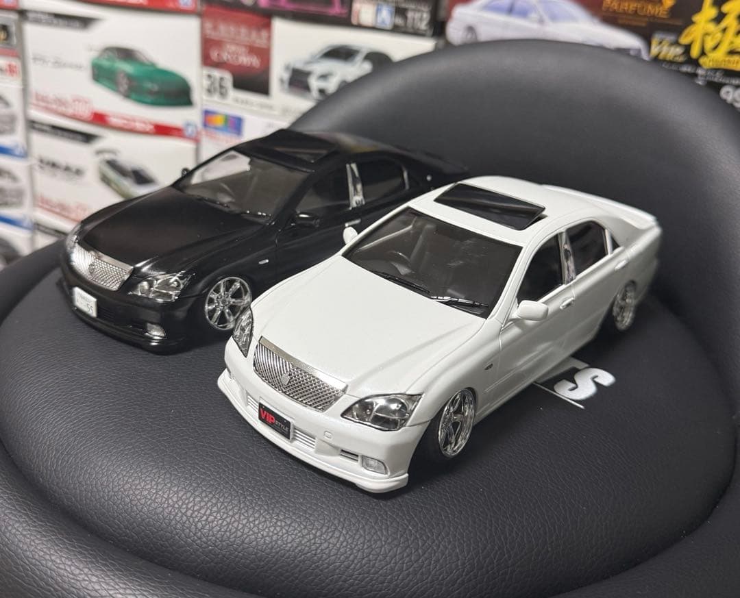 アオシマ GRS182 クラウン アスリート 2台セット 深リムホイール仕様