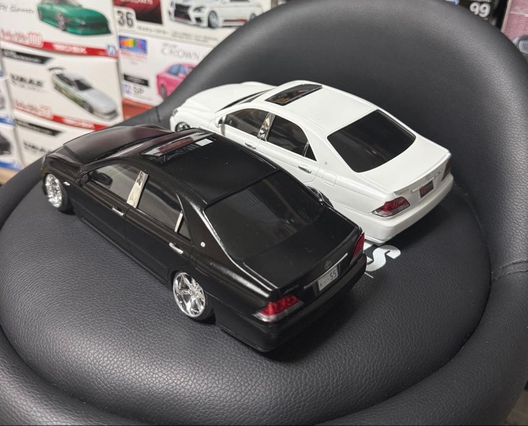 アオシマ GRS182 クラウン アスリート 2台セット 深リムホイール仕様