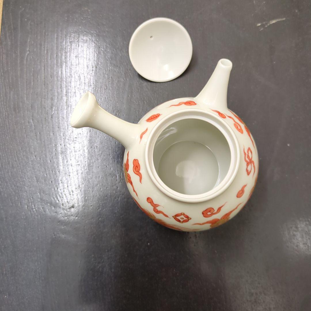 煎茶道具　和煌 北村和煌作 赤絵 金彩雲鶴文　急須　茶道具　煎茶