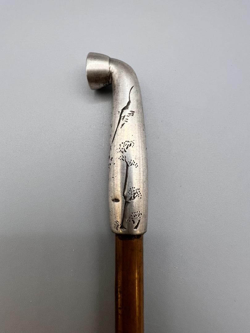 【海】純銀煙管　キセル　一山　瓢箪図　純刻印　銀細工　アンティーク　重量約37g