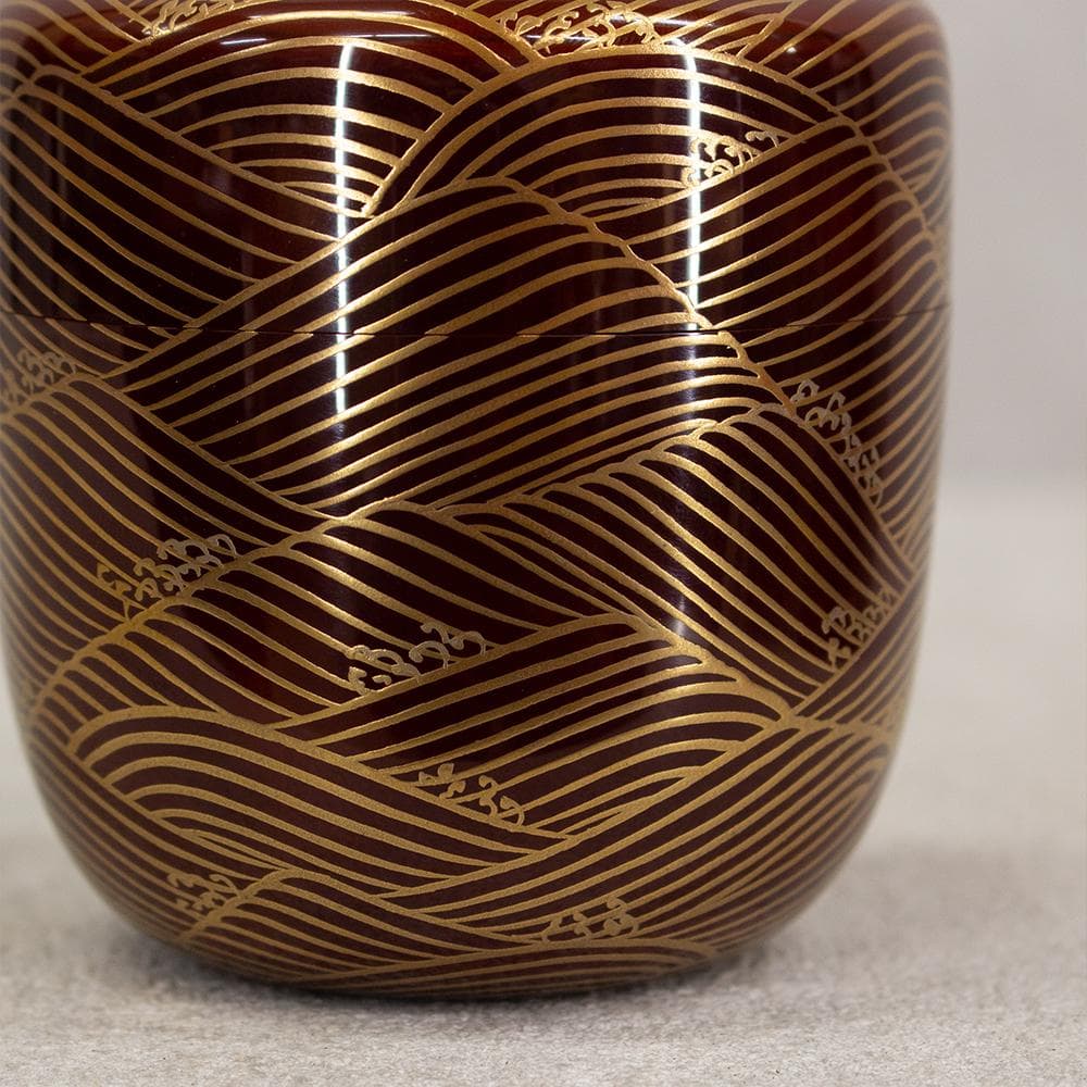 坂下雄峰 波蒔絵 大棗 茶器 茶道具 共布 共箱