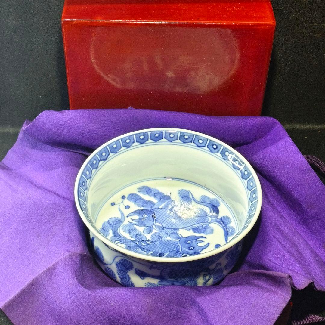 大明嘉慶年製 染付お碗 手描き龍魚文 中国骨董 古美術 アンティーク 蒐集家放出