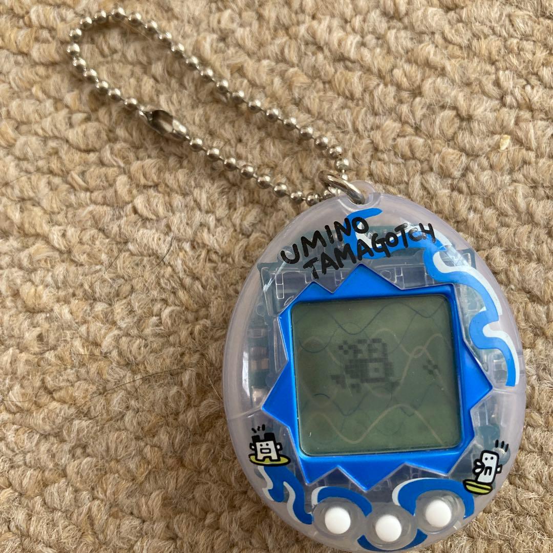 青 スケルトン透明柄1997年製　海で発見‼︎たまごっち