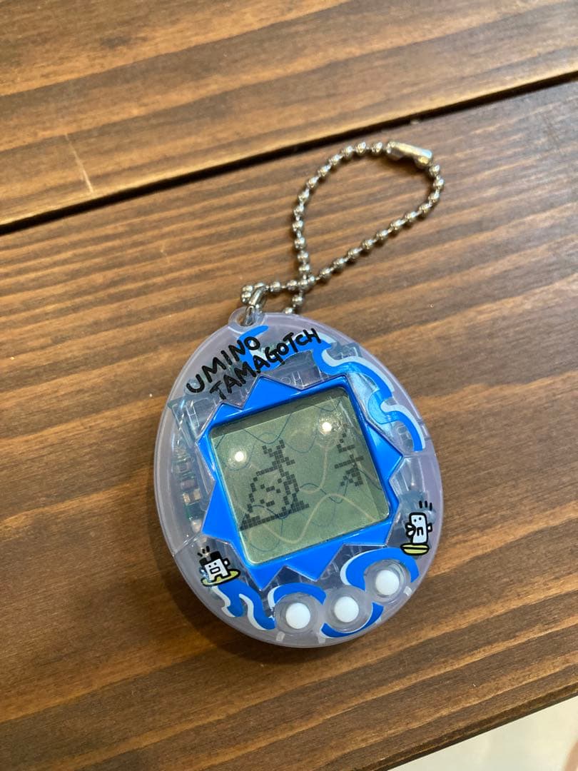 青 スケルトン透明柄1997年製　海で発見‼︎たまごっち