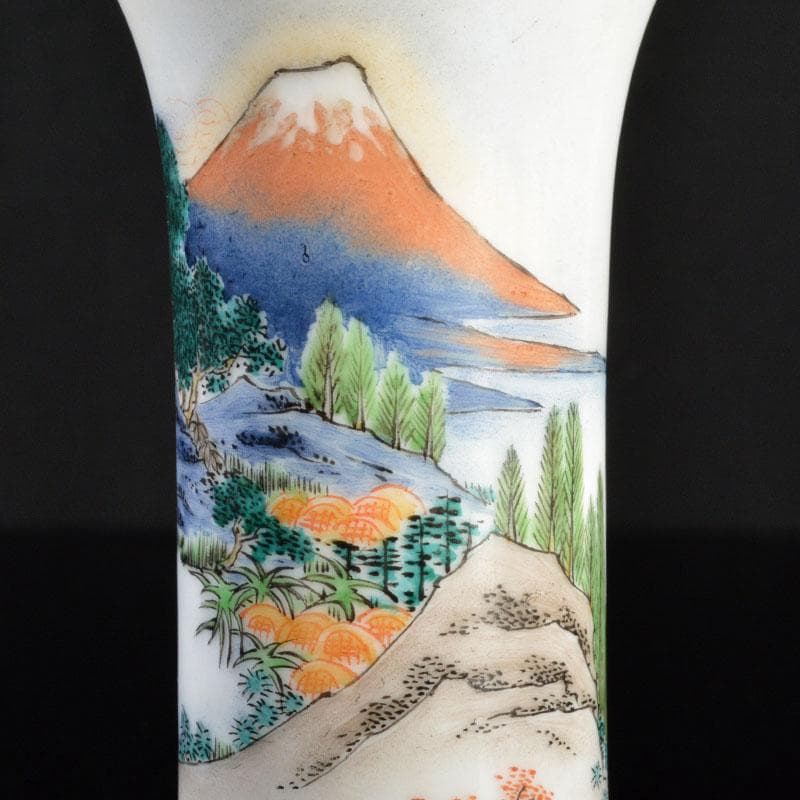 九谷焼　金栄堂　色絵金彩　山水人物文瓶　V　R4800