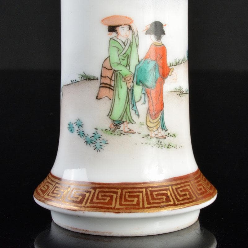 九谷焼　金栄堂　色絵金彩　山水人物文瓶　V　R4800