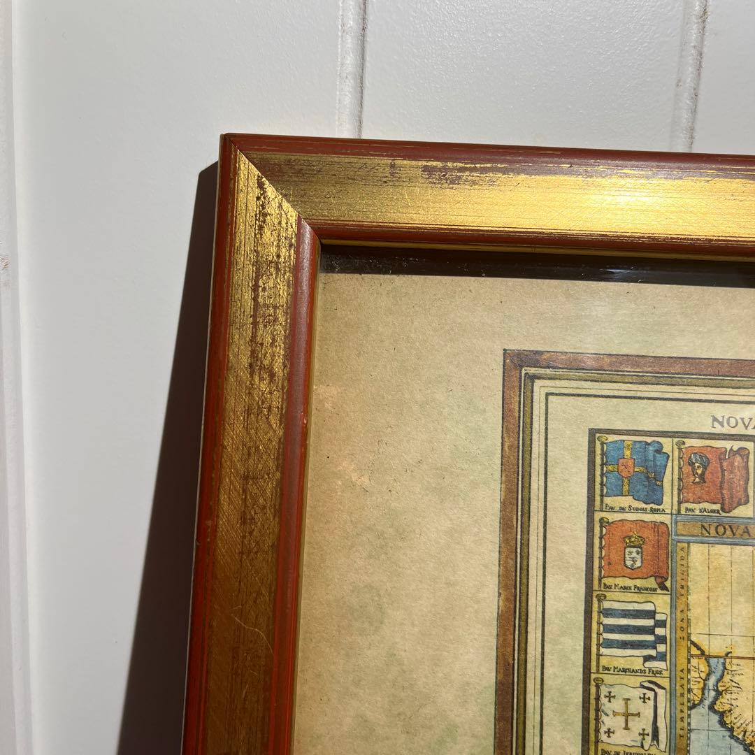 イタリア製 古地図 オールドマップ ガラス 額絵 アンティーク