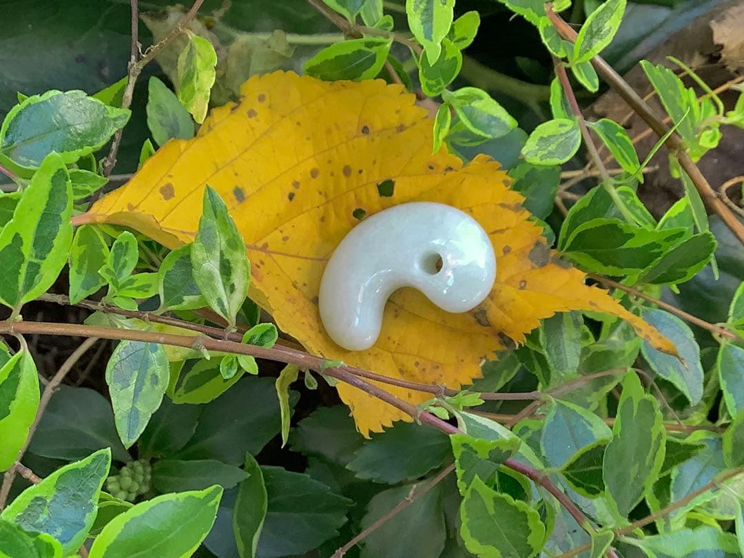 ✳神様からの授かり　糸魚川翡翠勾玉　１個お身近に　レア物アイスジェイド　鑑別書付