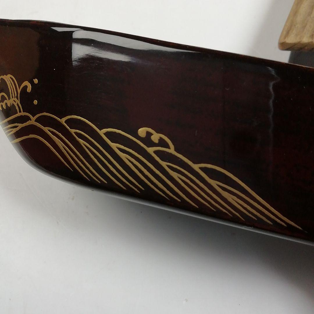 Ｗ１２８　香合　『古材屋形船香合』『指物師 誠中斎 造』『立花大亀 書付』共箱