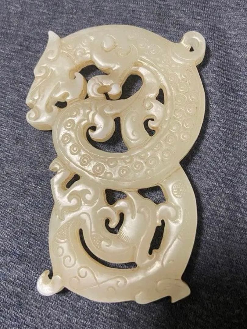 古美術品　白玉 龍鳳文　砡　65g