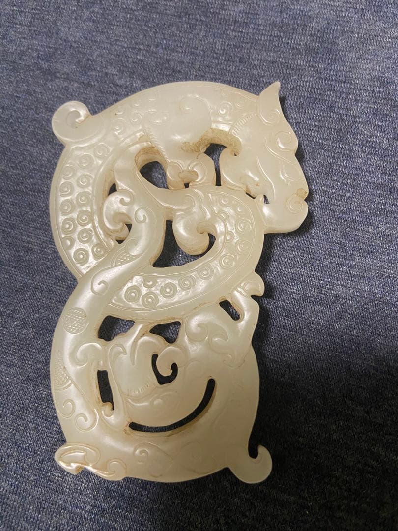古美術品　白玉 龍鳳文　砡　65g