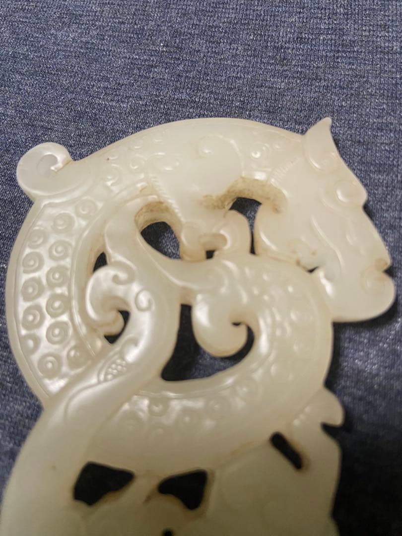 古美術品　白玉 龍鳳文　砡　65g