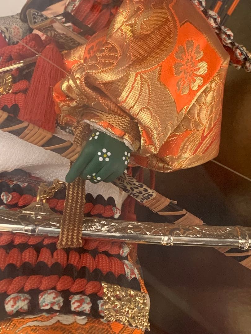 【希少/美品】五月人形 若武者飾り 1980年代作 オルゴール付 ガラスケース