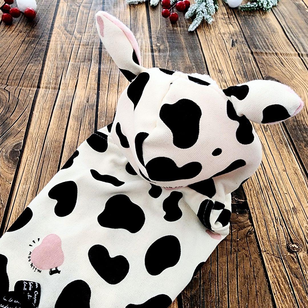 ぴーち様❤牛柄♡うし耳フード♡長袖♡ハンドメイド犬服♡