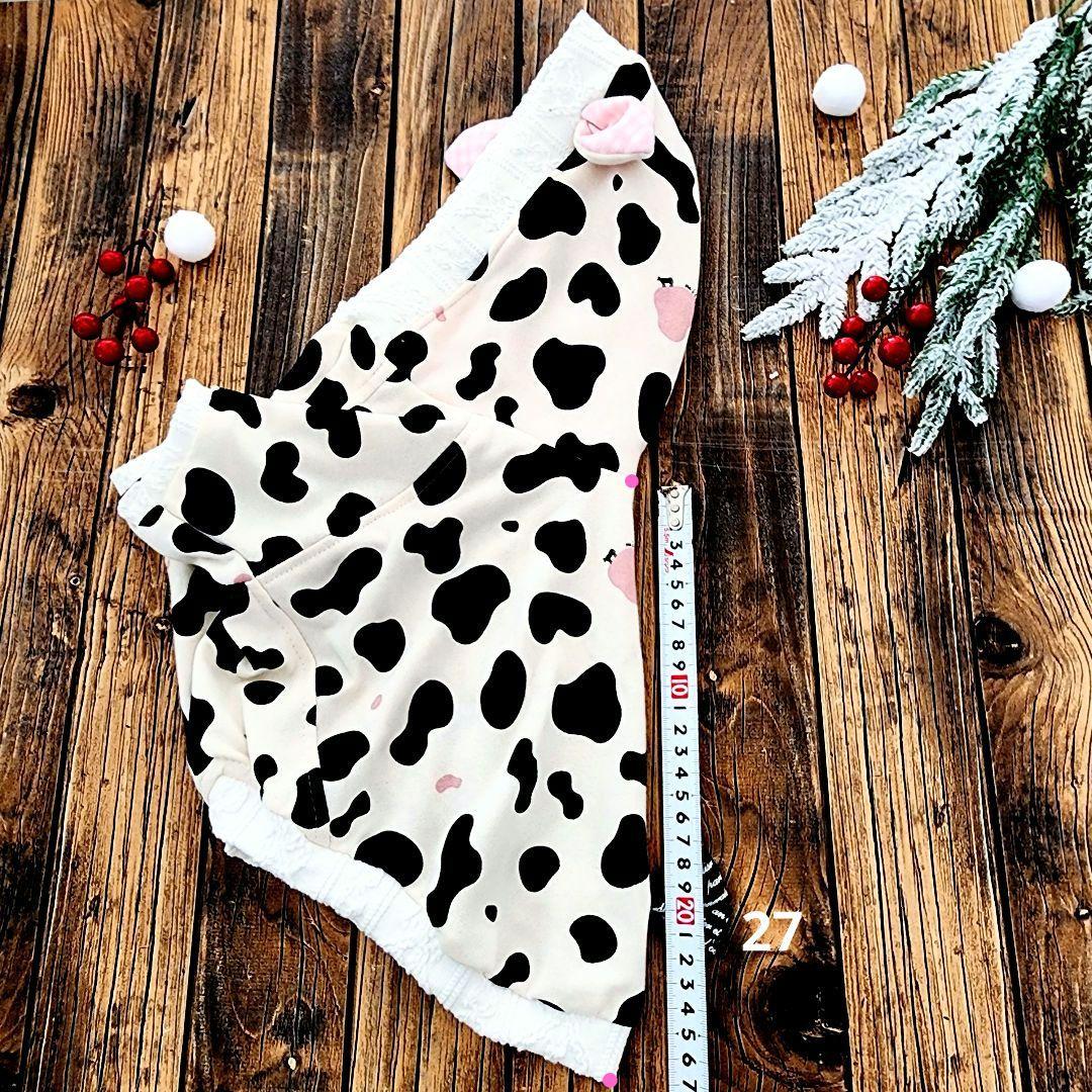ぴーち様❤牛柄♡うし耳フード♡長袖♡ハンドメイド犬服♡