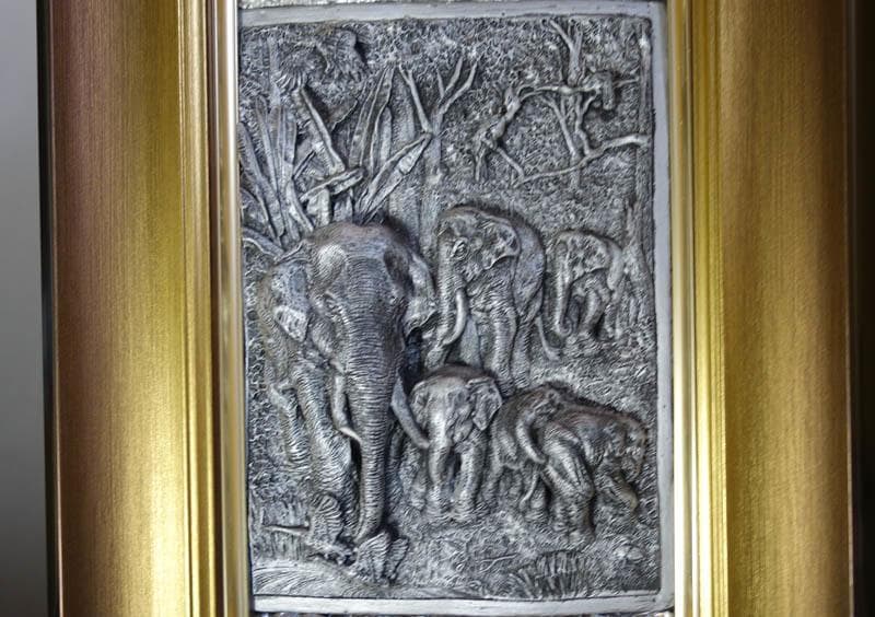 アルミニウム ジャングル 象 Foil Art 立体 芸術品 真作 2235