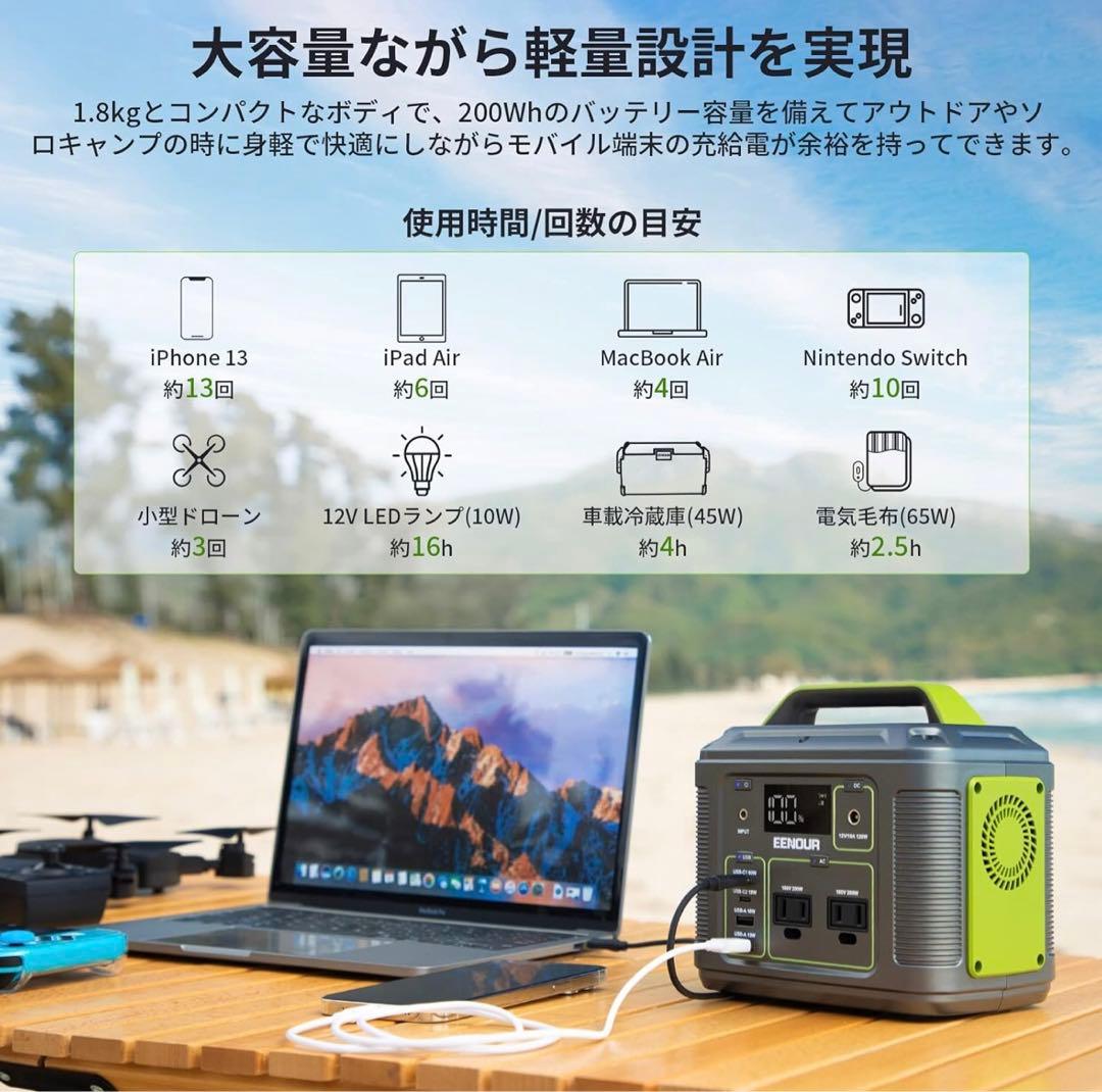 EENOUR ポータブル電源 P200 54000mAh/200Wh 小型