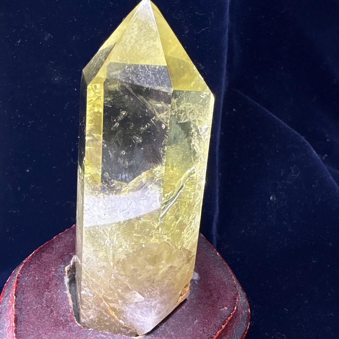 緊急値下げ！！☆虹入り☆ シトリンポイント 台座付き 六角柱 黄水晶