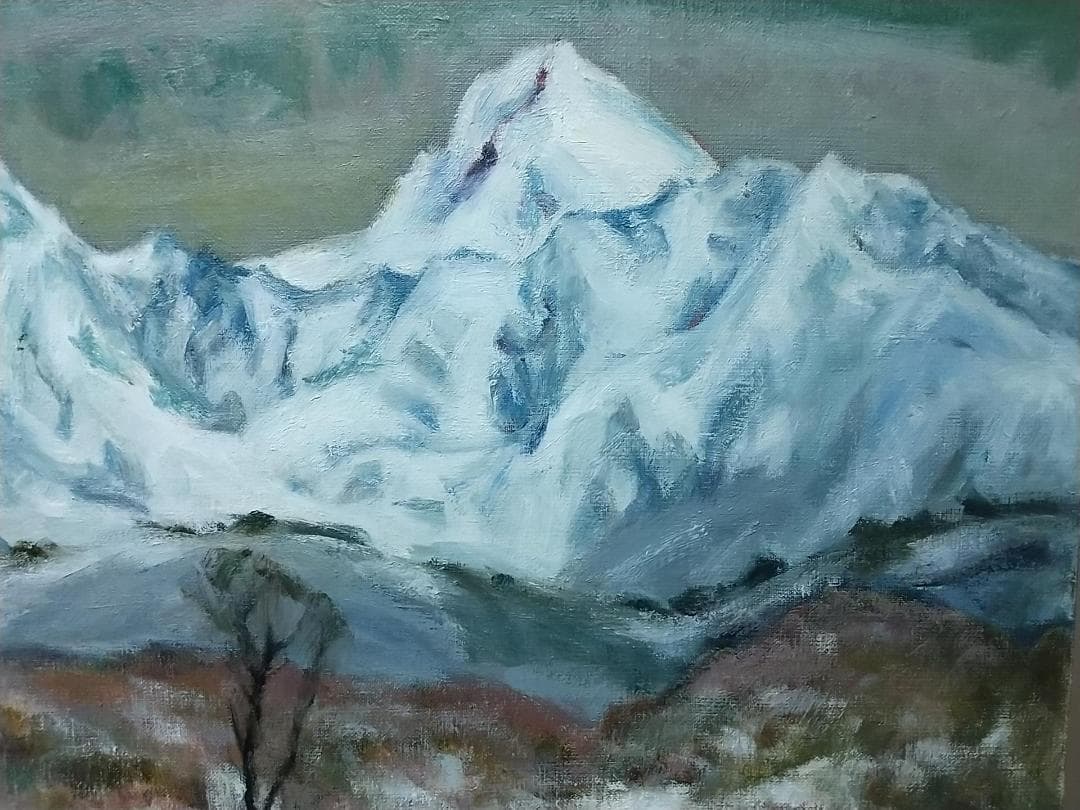 F8「冬磐梯」絵画 油絵 油彩画 風景画 アート 磐梯山 (2393)