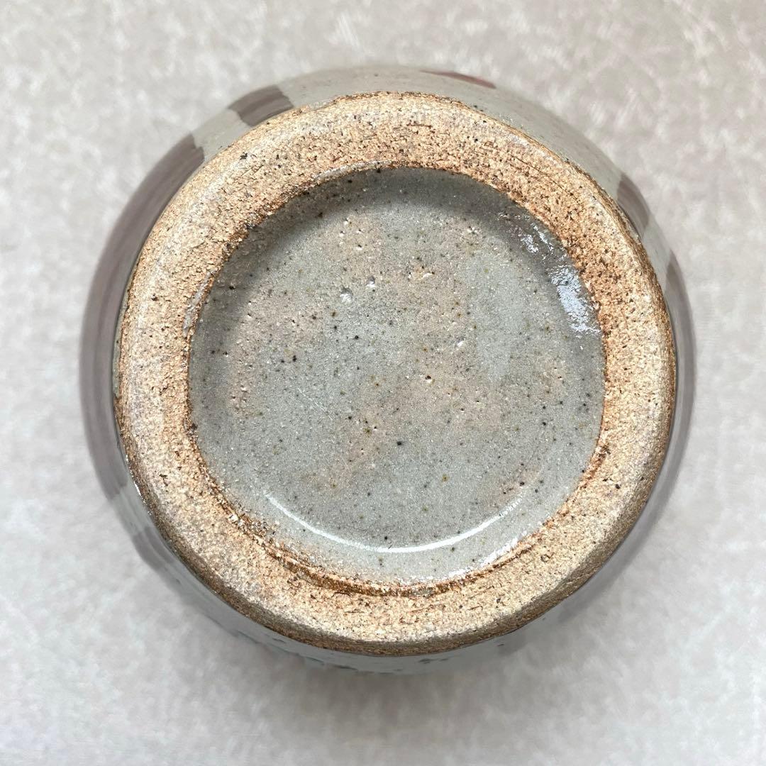 濱田友緒　益子焼　柿釉赤絵花瓶　花瓶