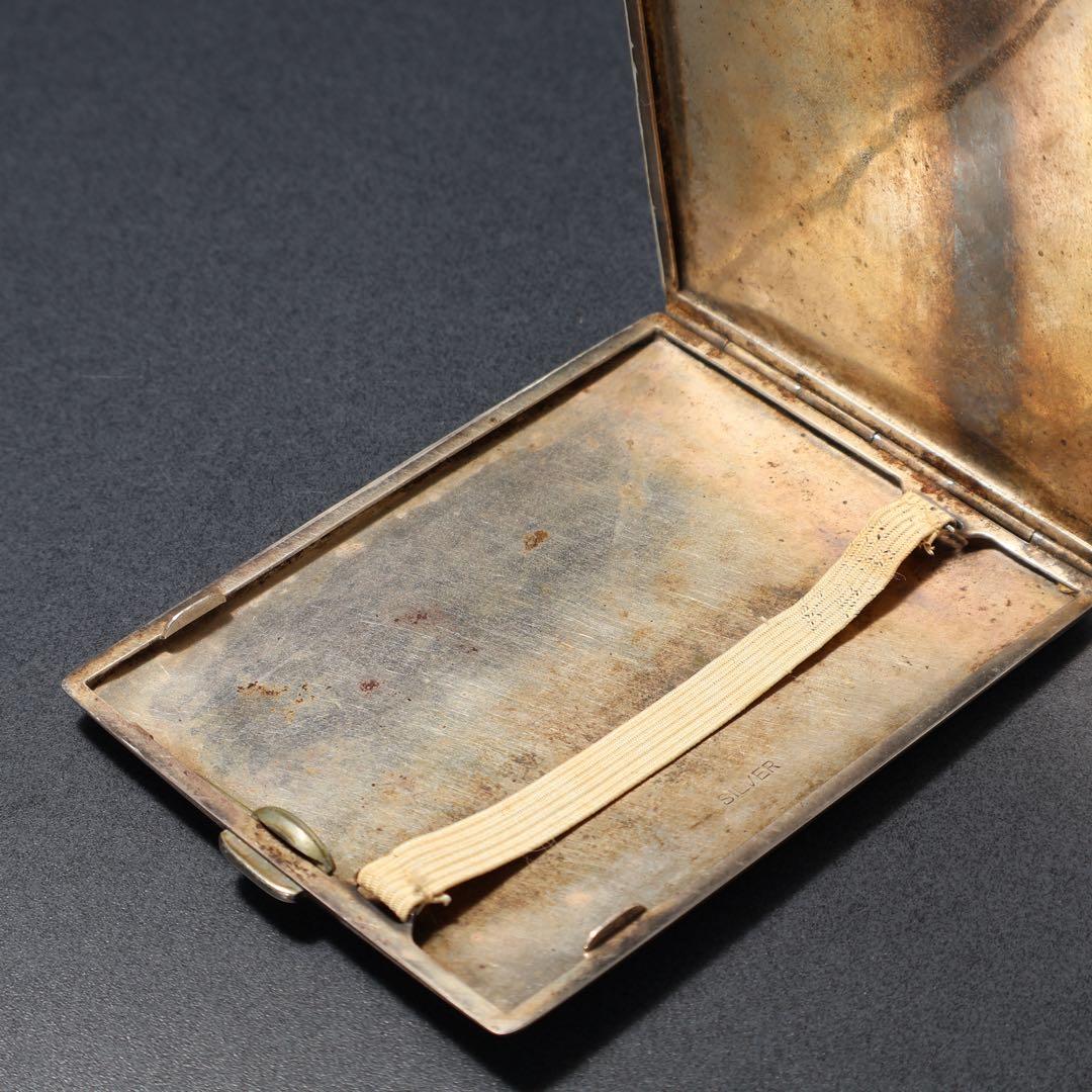 銀製シガレットケース　菊図　美正作　骨董　アンティーク　R1483K3