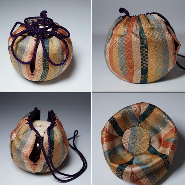 膳所焼　大海茶入　仕覆：伊予簾　共箱　茶道具　茶器　長緒　陽炎園