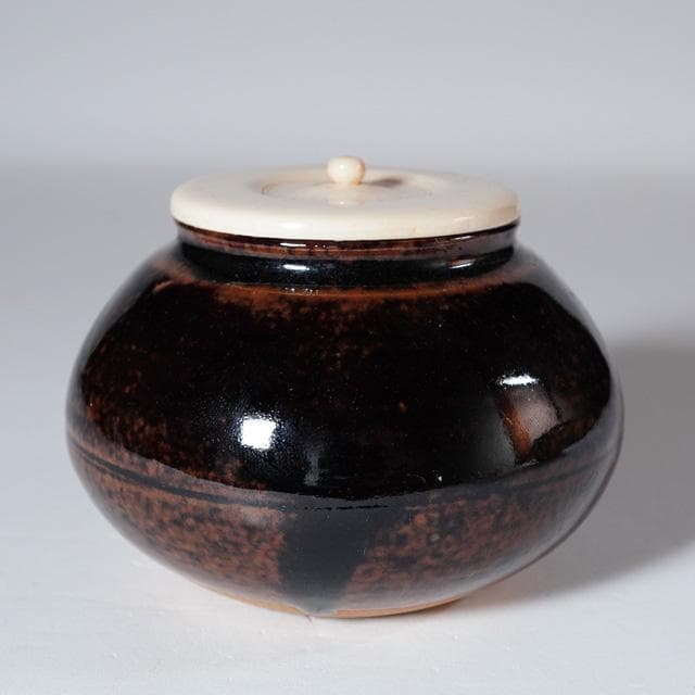 膳所焼　大海茶入　仕覆：伊予簾　共箱　茶道具　茶器　長緒　陽炎園