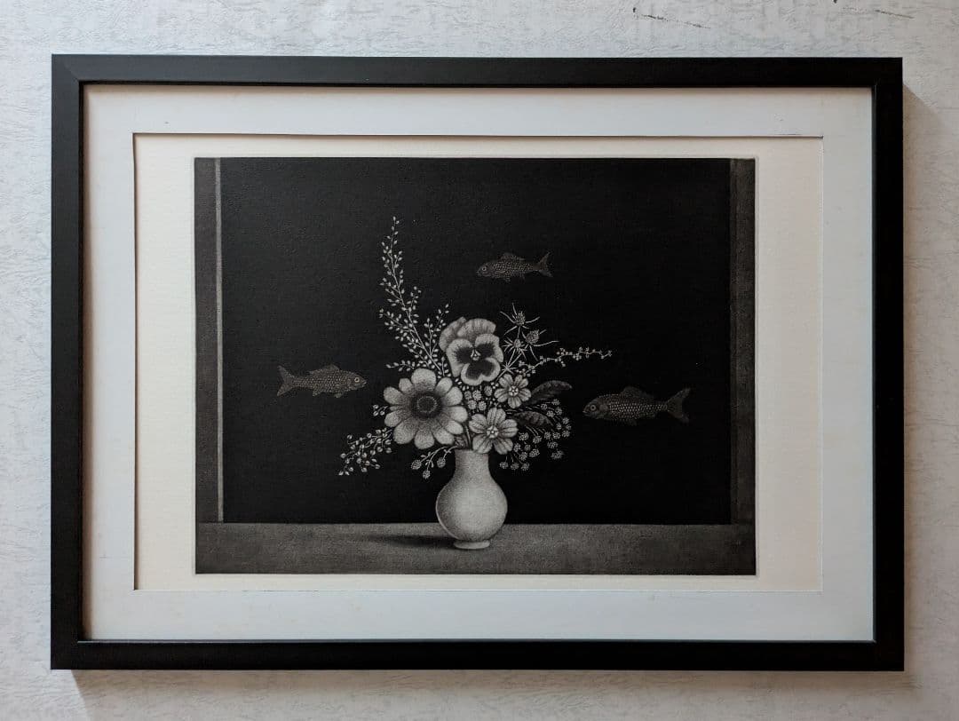 t長谷川潔の500部限定作品 「草花とアカリョム」真作保証