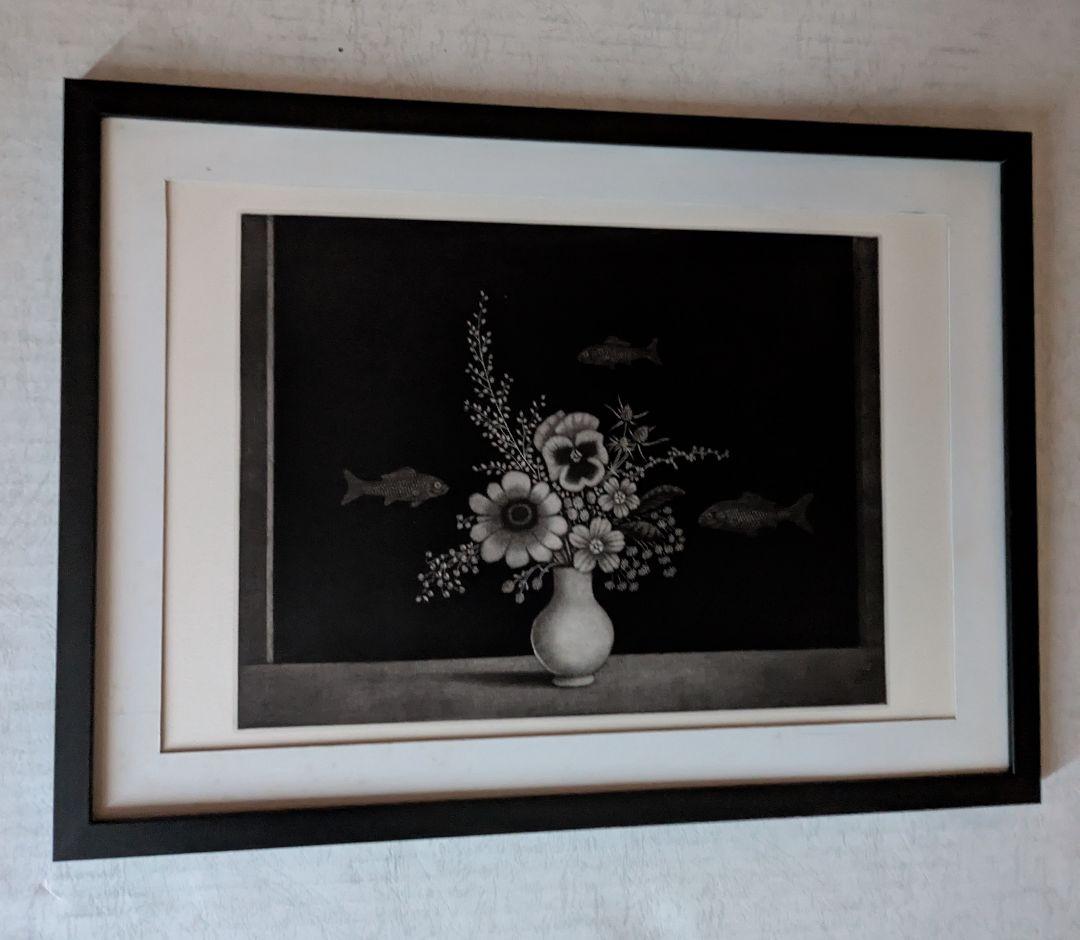 t長谷川潔の500部限定作品 「草花とアカリョム」真作保証