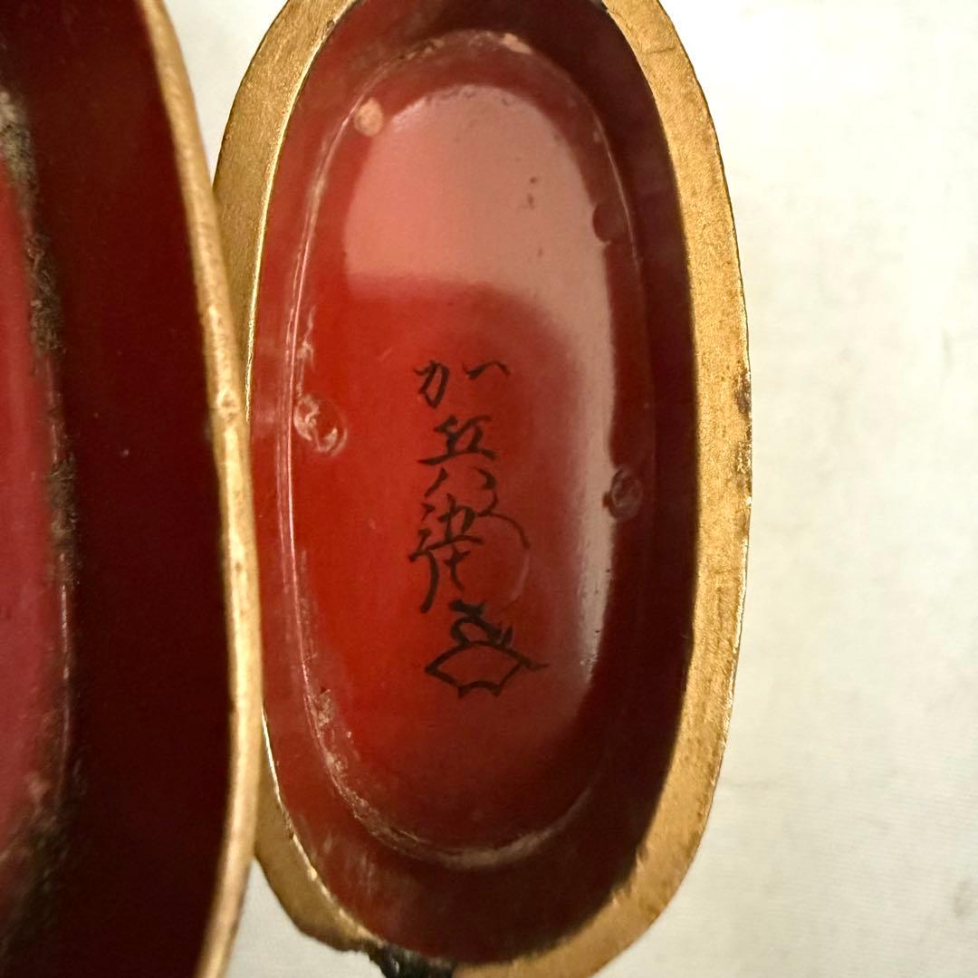 時代物　波に鶴　蒔絵印籠　根付