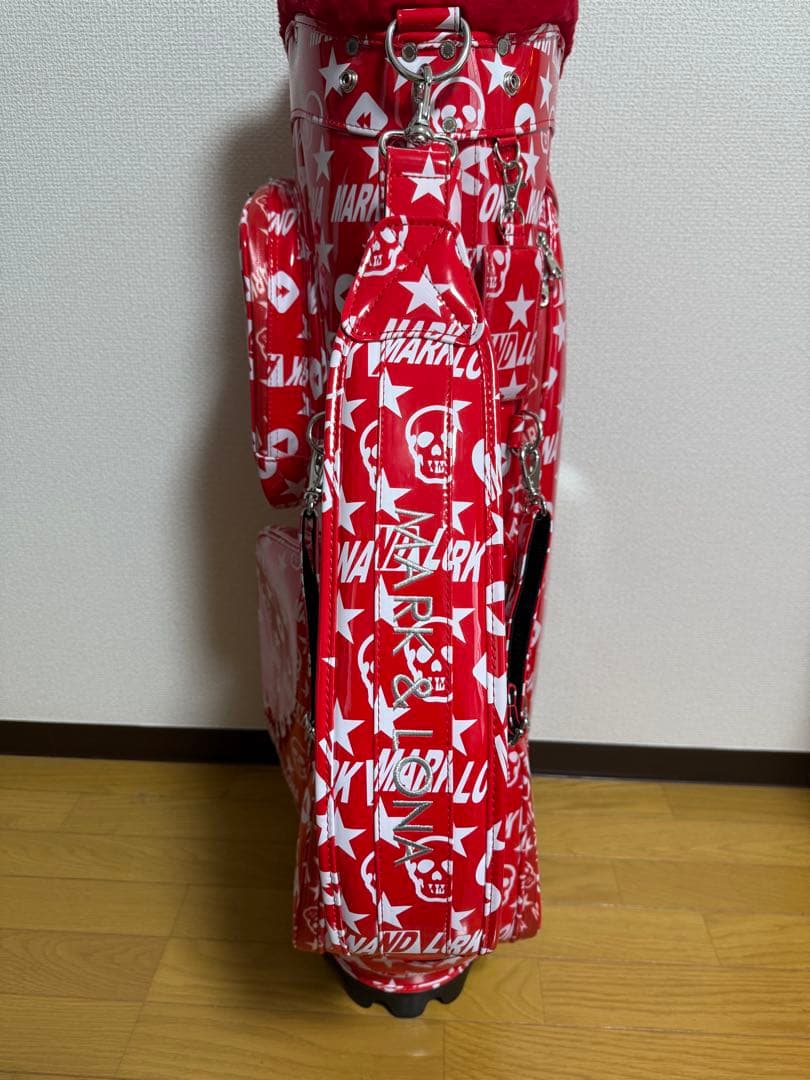 MARK&LONA 赤 スカルデザイン キャディバッグ ヘッドカバーセット