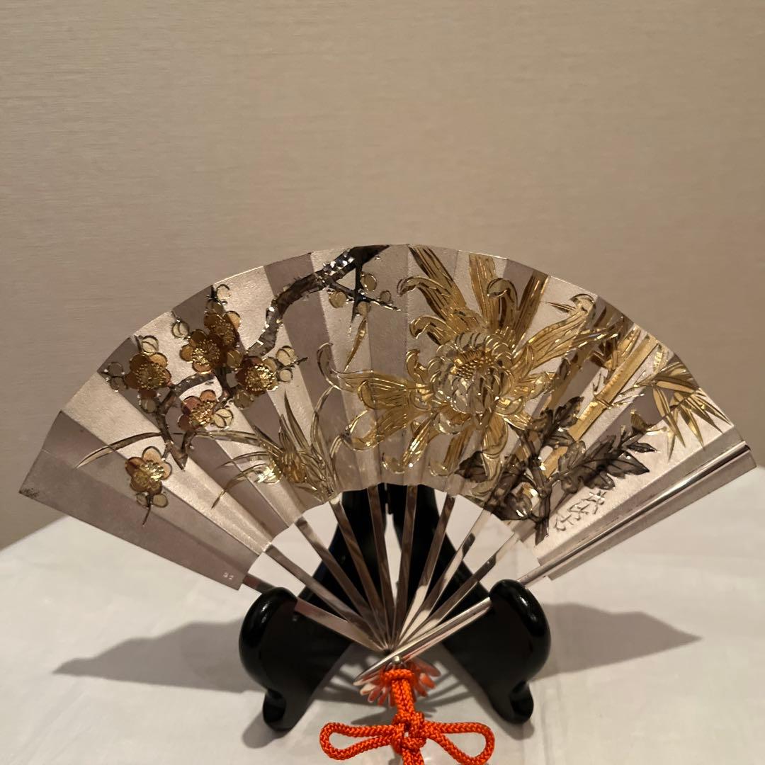 武比古 純銀 扇子 四君子 7号