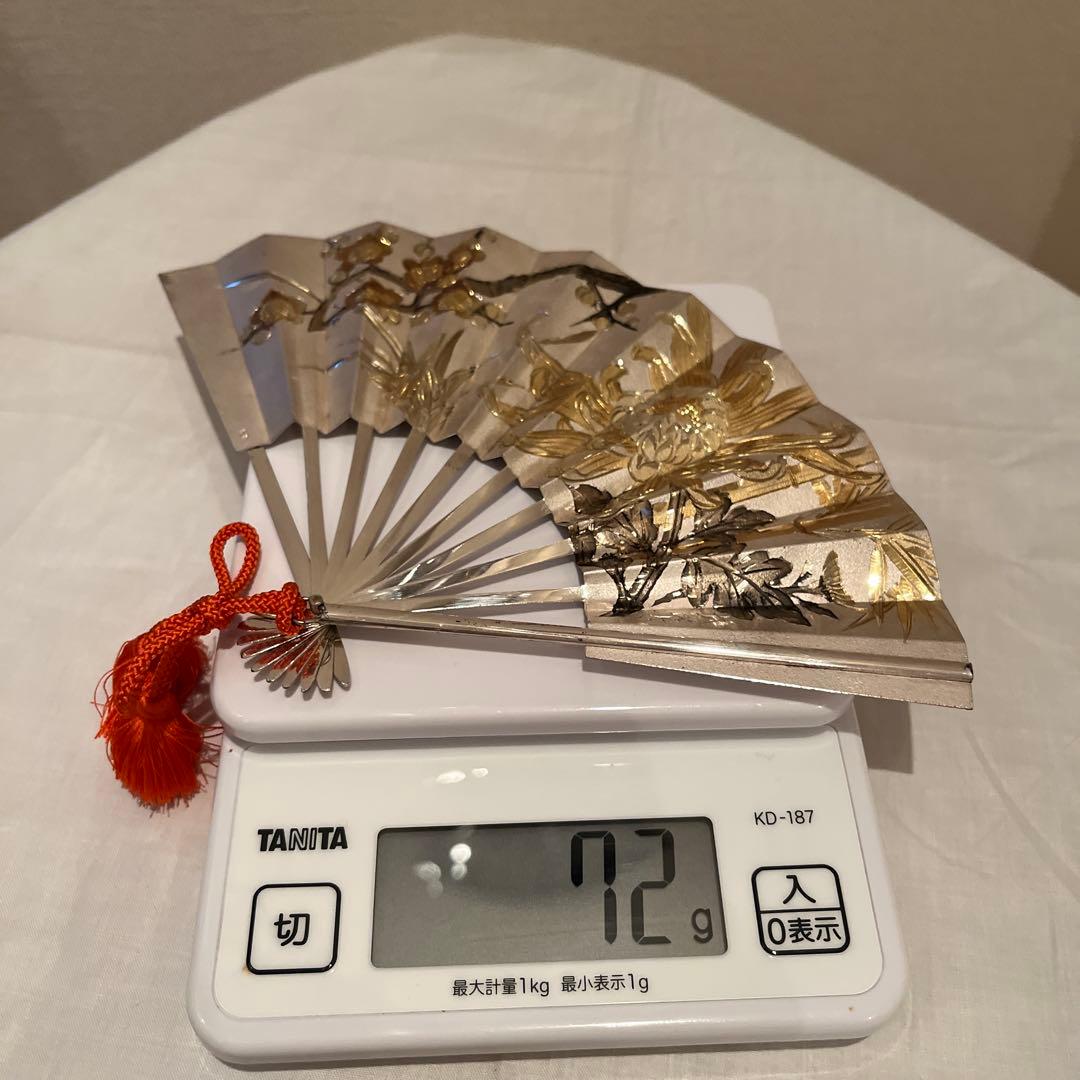 武比古 純銀 扇子 四君子 7号
