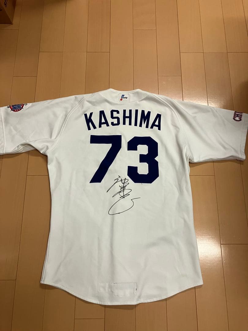 鹿島忠　中日ドラゴンズ　実使用　支給　ユニフォーム　直筆サイン　グランドコート