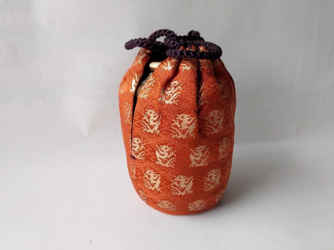 膳所焼 淡海ぜぜ 陽炎園 茶入 仕覆 永観堂金襴 茶道具 共箱 美品 です。