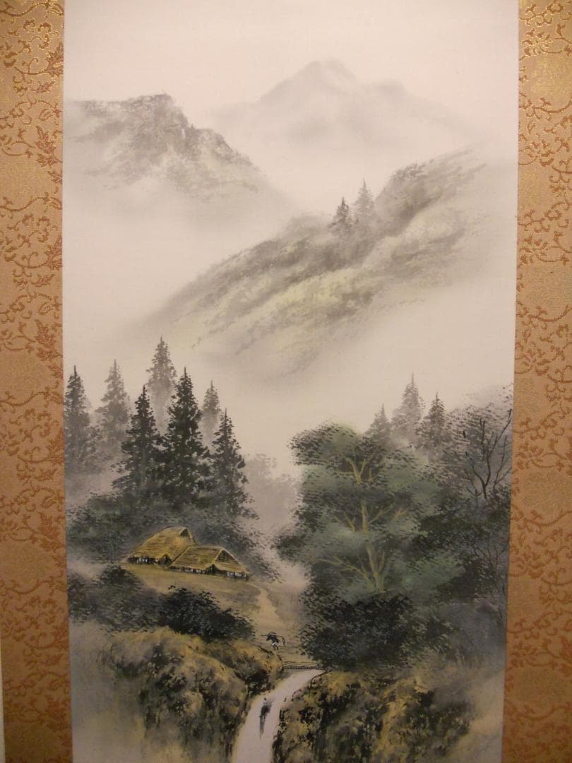 掛け軸 南谷大晃 山邦風景 絹本 希少 軸装 茶道具 掛軸 美品 です。