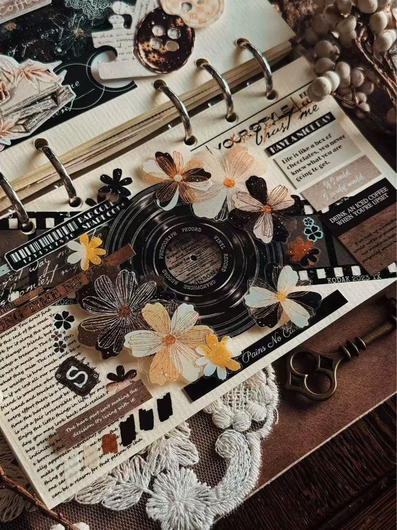 霖蓝汐原创手账《落彩花间》海外マスキングテープ　マステ 【2650】