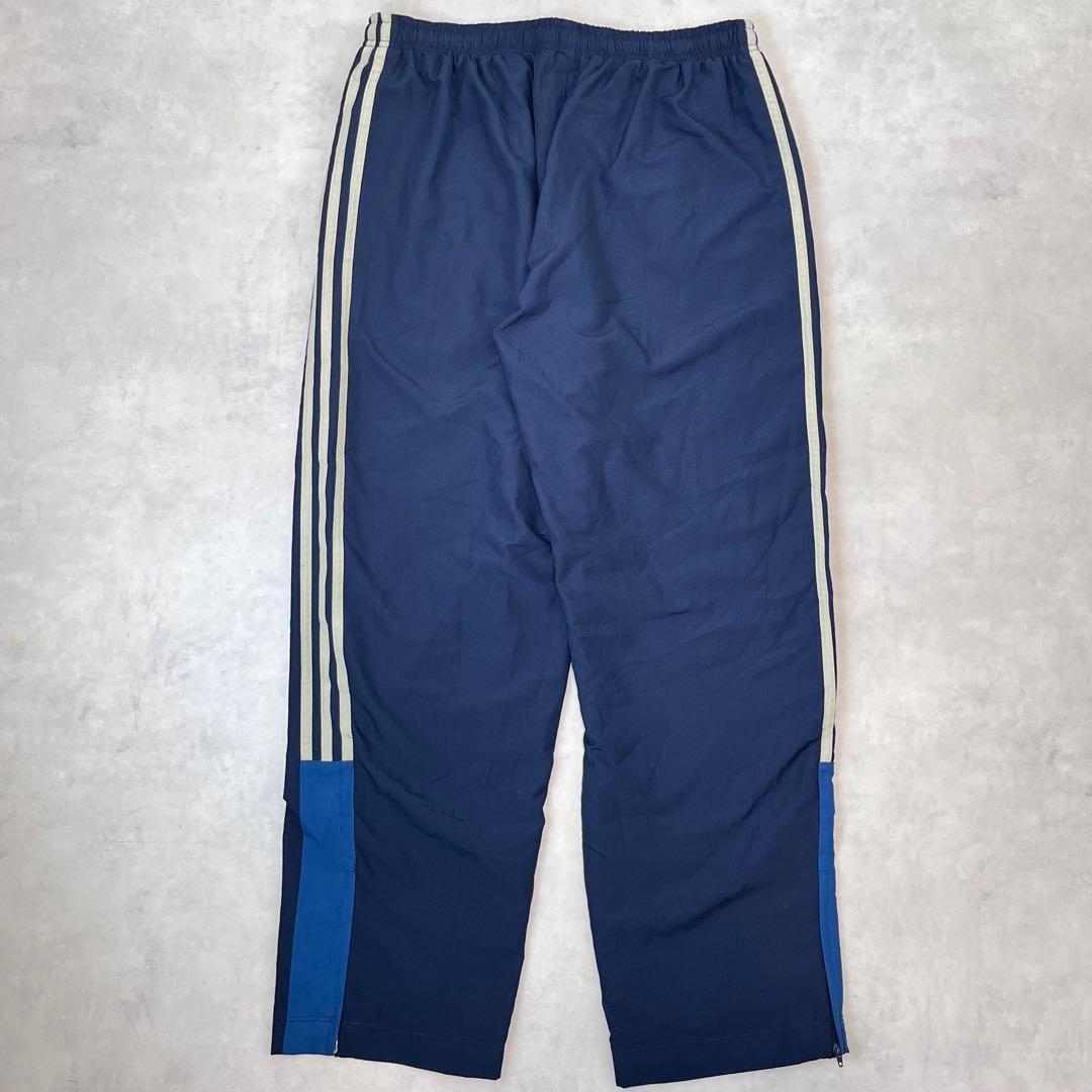 00s adidas バギートラックパンツ 3ライン 刺繍ロゴ ネイビー L