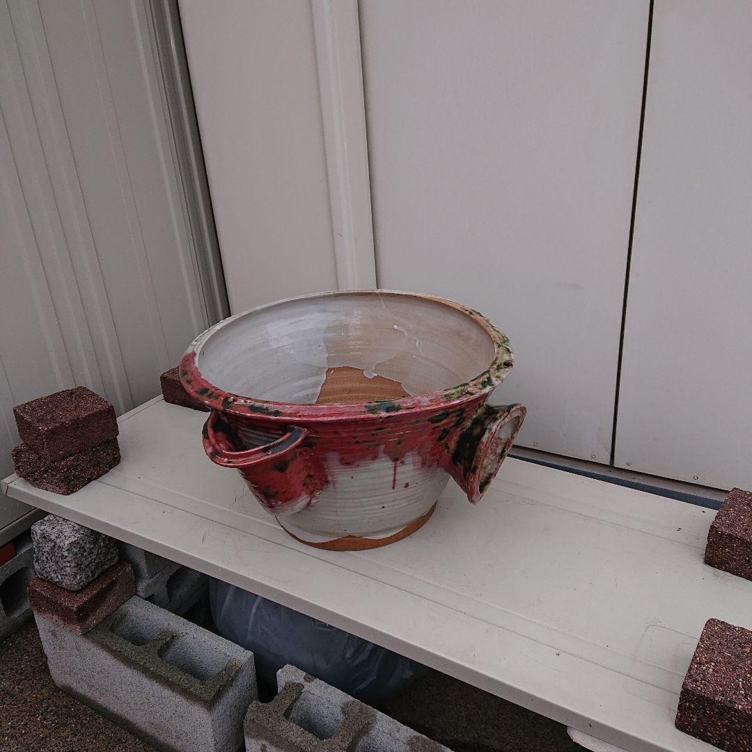 陶器ラッパ型睡蓮アンティーク睡蓮鉢