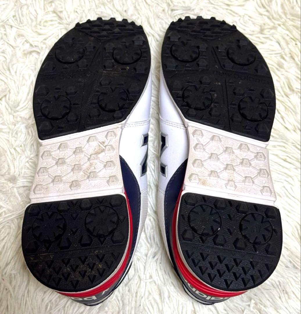 【美品】new balance ゴルフシューズ 26.5㎝ 白/紺/赤