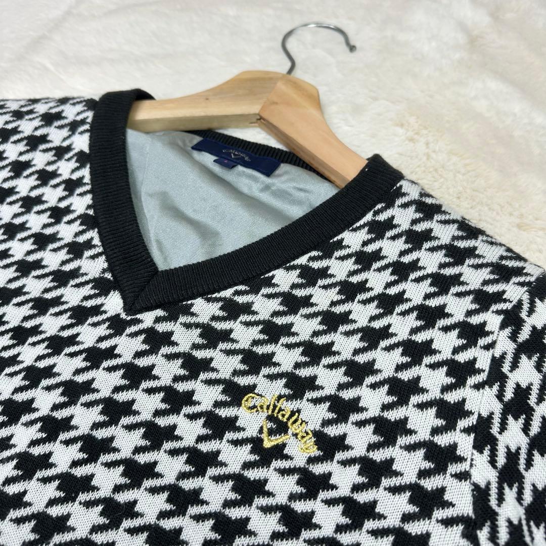 ✨美品✨キャロウェイ ゴルフ ニット セーター 千鳥格子 裏地付き 防風 金刺繍