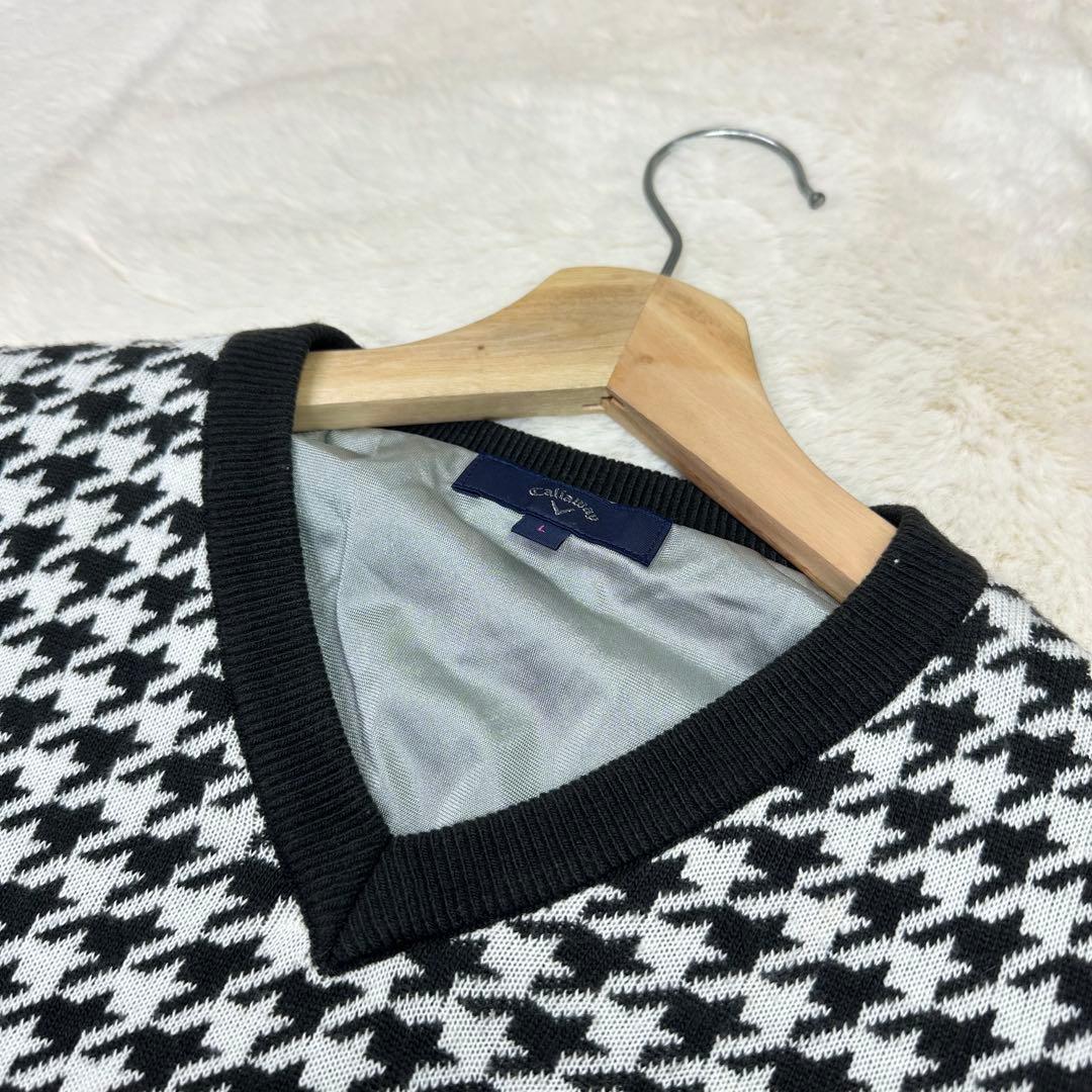 ✨美品✨キャロウェイ ゴルフ ニット セーター 千鳥格子 裏地付き 防風 金刺繍