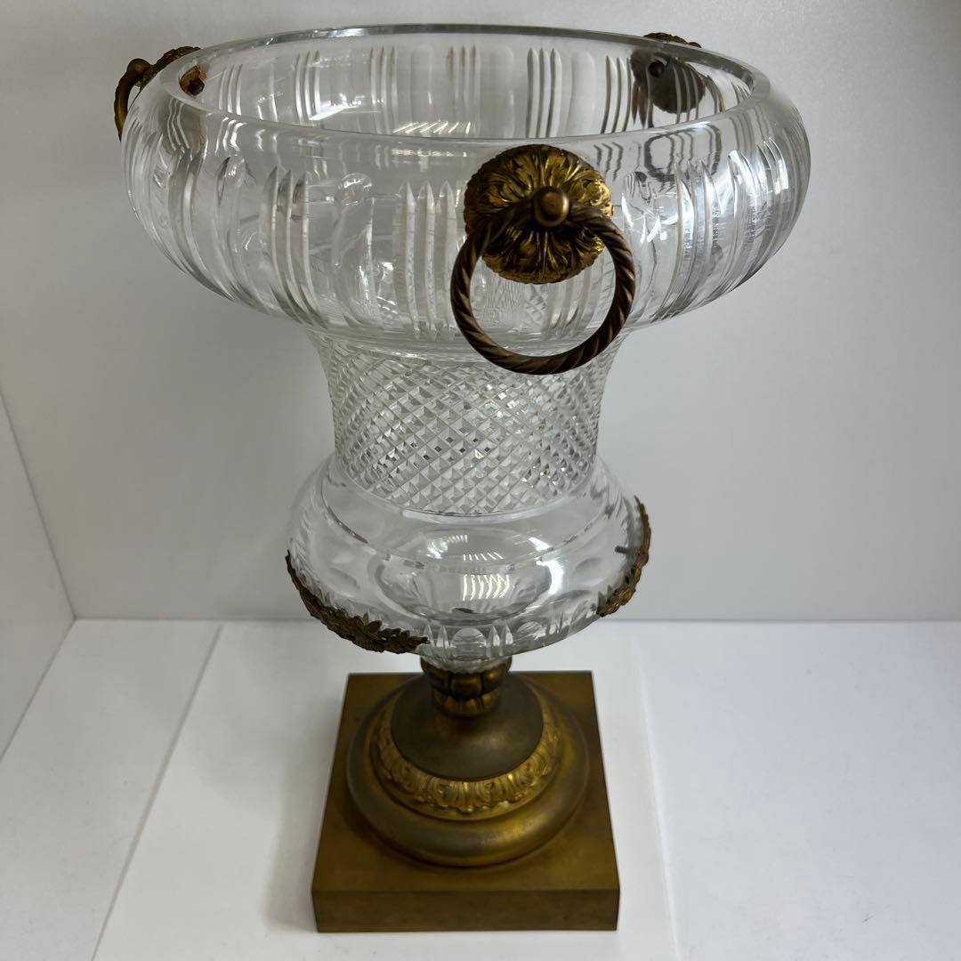 明治時代　ギヤマン切子　大花瓶　高さ48㎝　トヒチサ　東な8-0106④