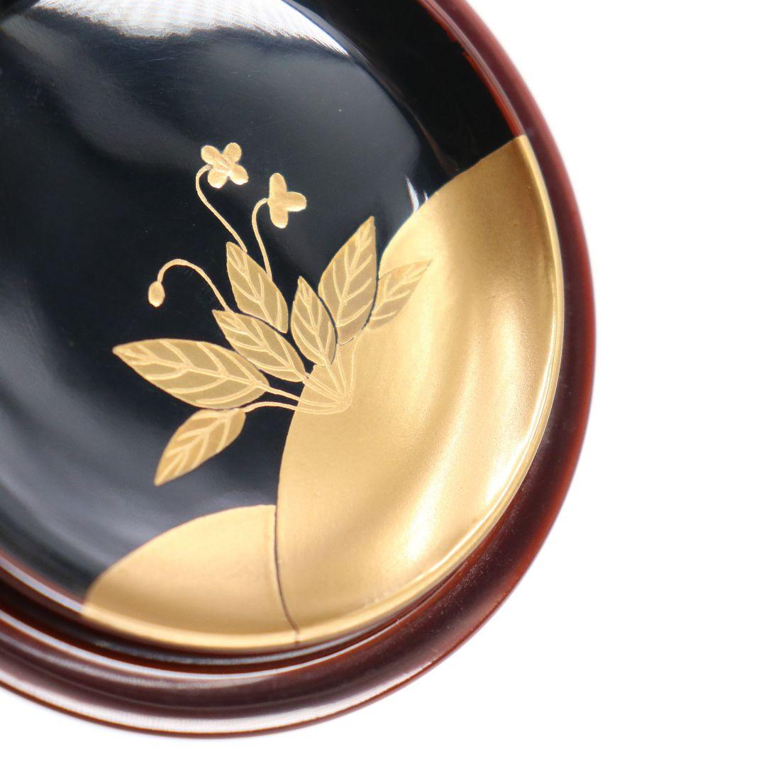 竹内幸斎作 蕨蒔絵 金輪寺 茶器 溜塗 共箱 茶道具　C42