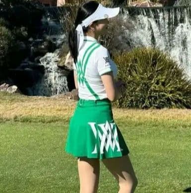 ANEW ゴルフ レディース プリーツスカート 緑色