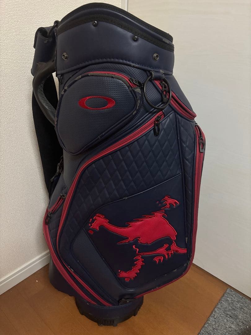 訳あり　レア　オークリー　スカルデザイン ツアーキャディバッグ　ネイビー